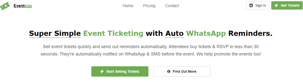 Eventsize is Ticketmaster alternative