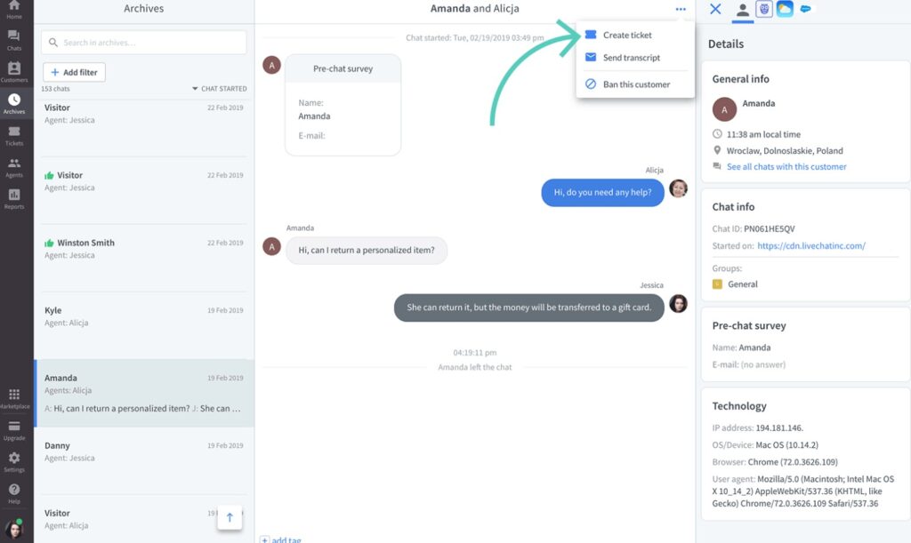 Live Chat and In App Support