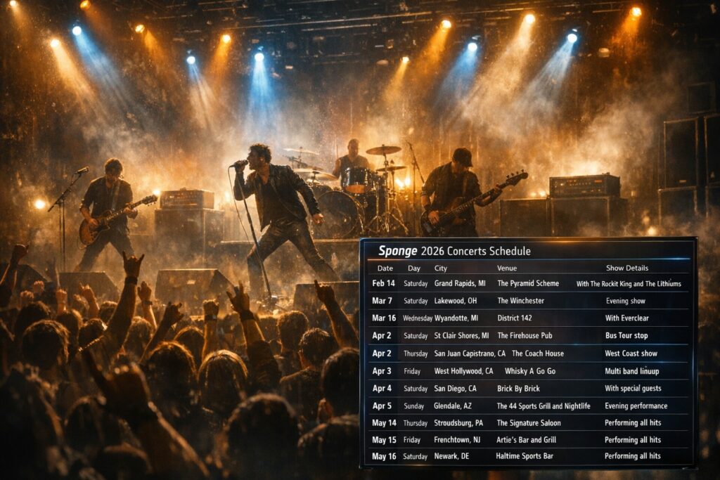 Sponge Confirmed 2026 Live Performance Schedule