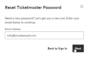 Ticketmaster reset password.