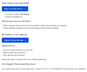 ticketmaster customer service Live representative